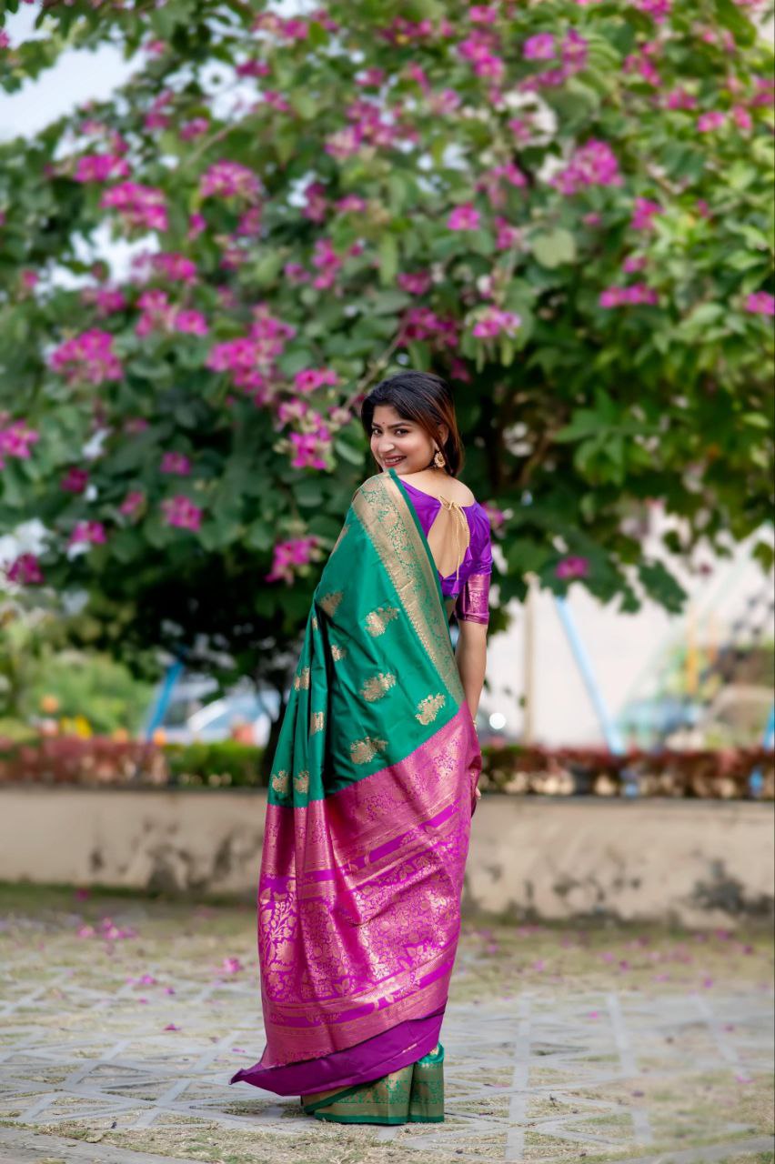 Green Banarasi Katan Silk Pattu Saree