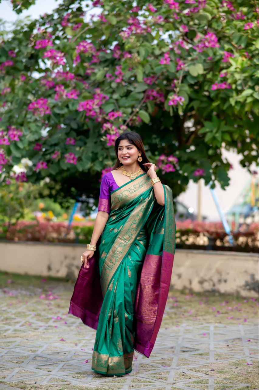 Green Banarasi Katan Silk Pattu Saree