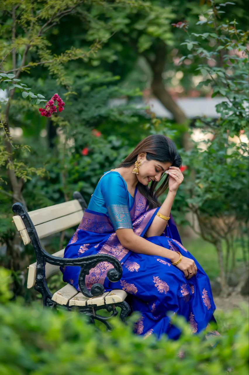 Blue Banarasi Katan Silk Pattu Saree