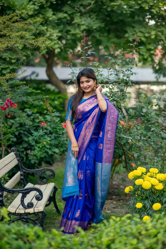 Blue Banarasi Katan Silk Pattu Saree