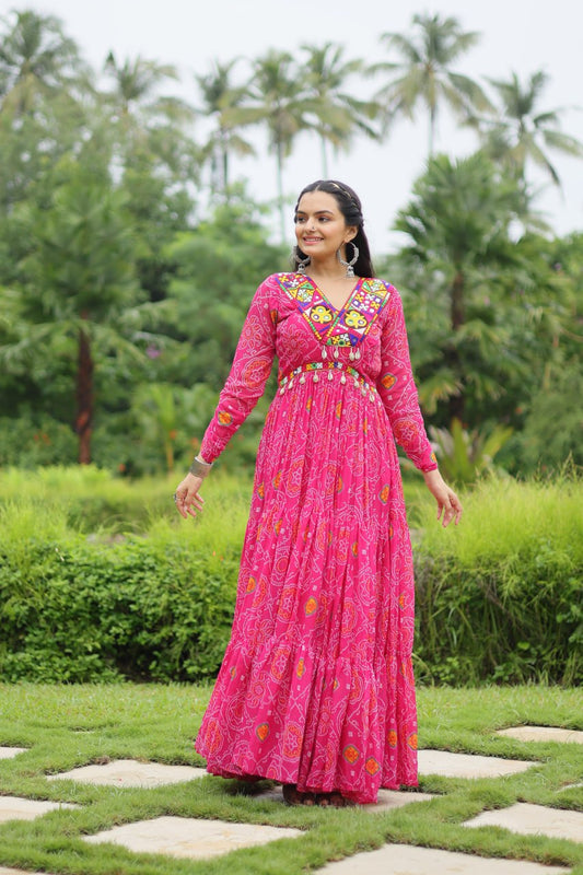 Pink Designer Navaratri Wear Gown Dress