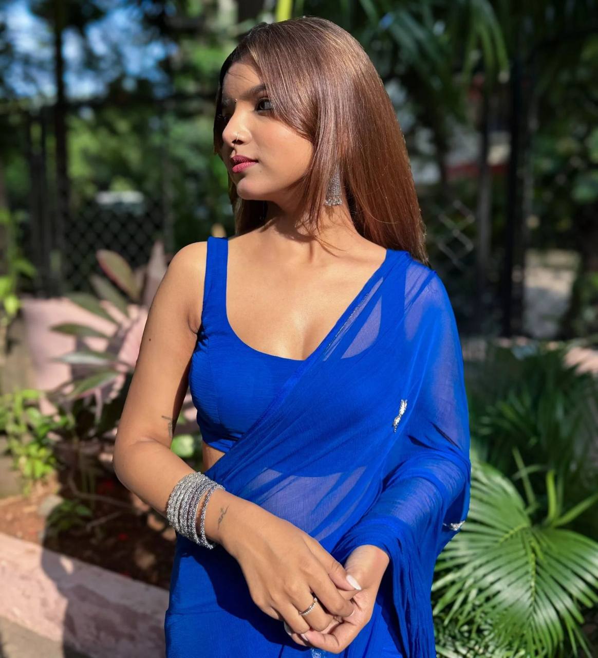 Blue Designer Soft Georgette Saree