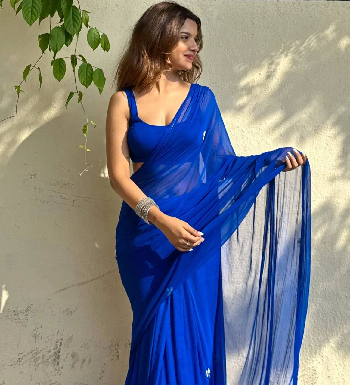 Blue Designer Soft Georgette Saree