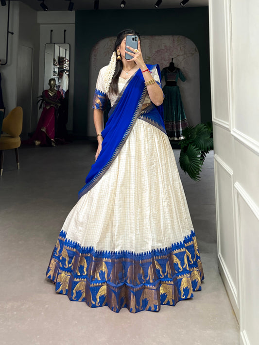 Blue Traditional Kalyani Cotton Lehenga Choli