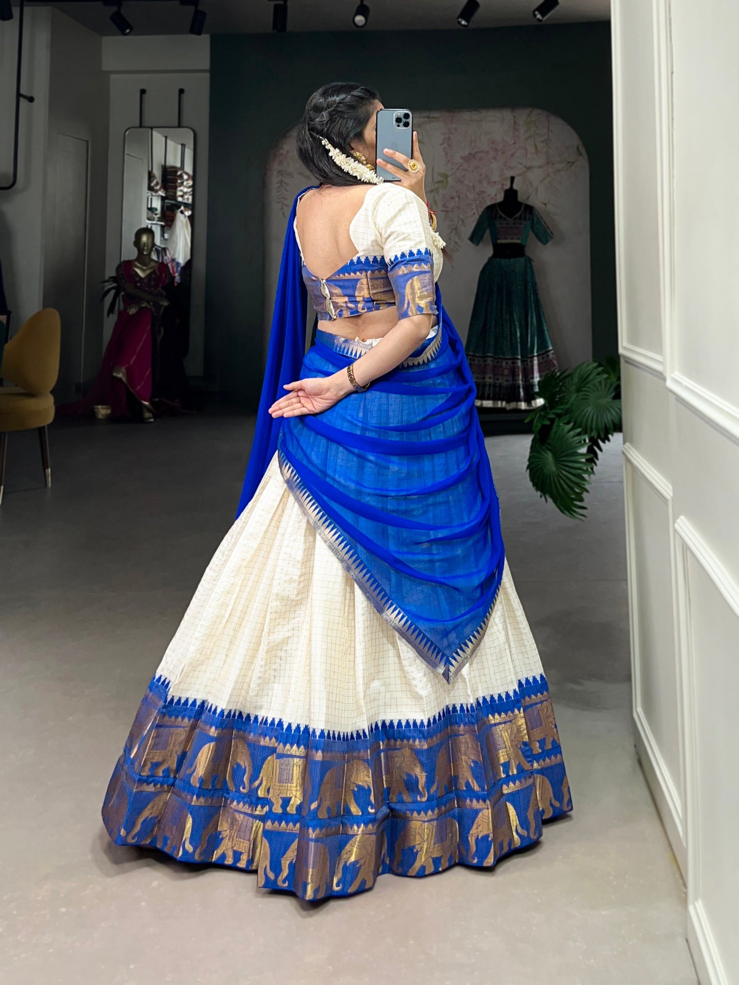 Blue Traditional Kalyani Cotton Lehenga Choli