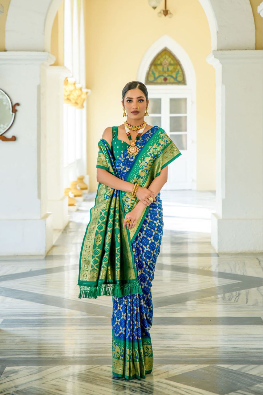 Blue Wedding Wear Banarasi Silk Saree