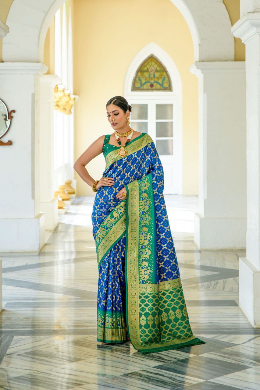 Blue Wedding Wear Banarasi Silk Saree