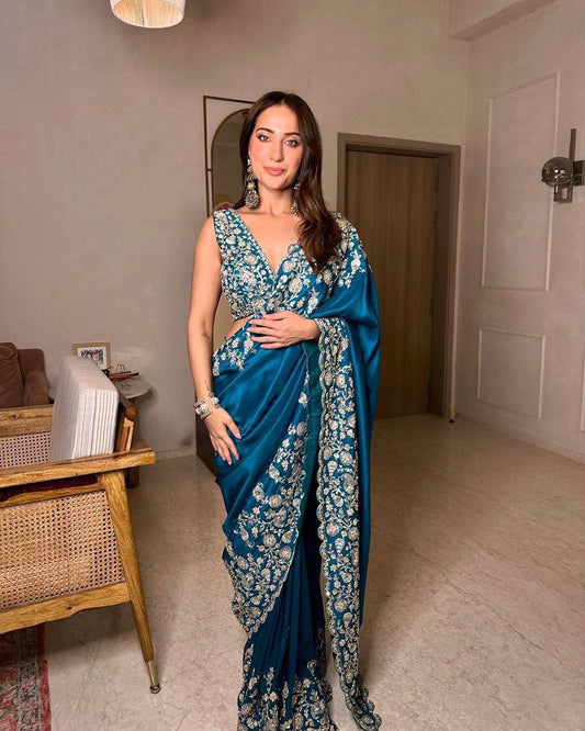 Bollywood Party Wear Chinon Silk Saree