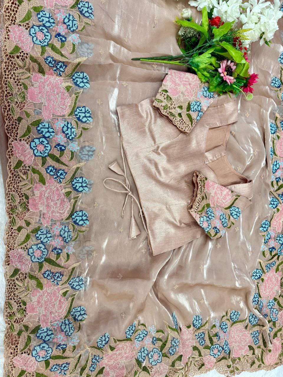 Bollywood Style JimmyChoo Organza Tissue Saree