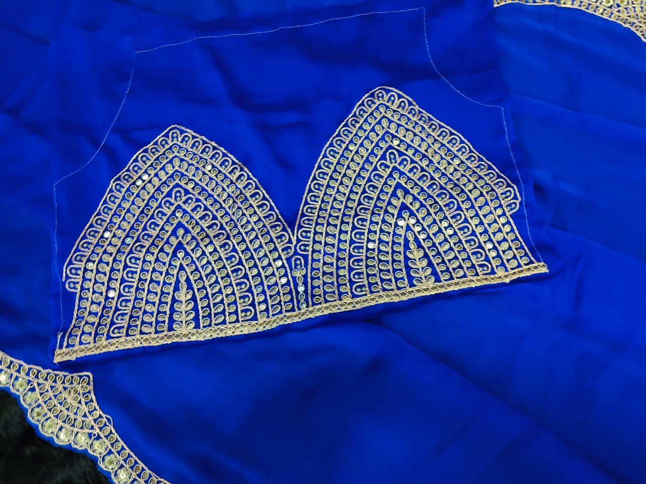 Bollywood Style Royal Blue Vichitra Silk Saree