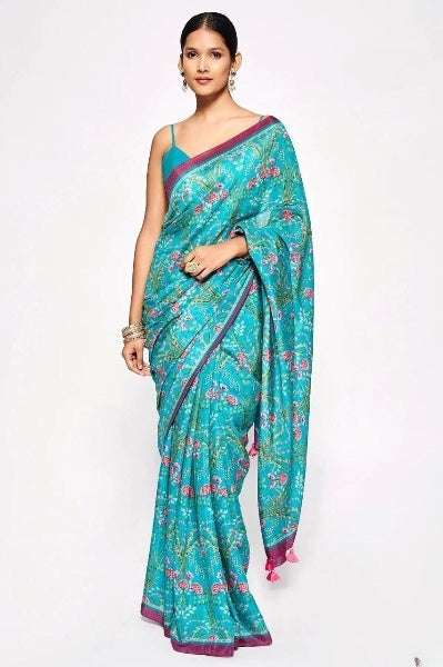 Bollywood Stylish Chinon Silk Saree