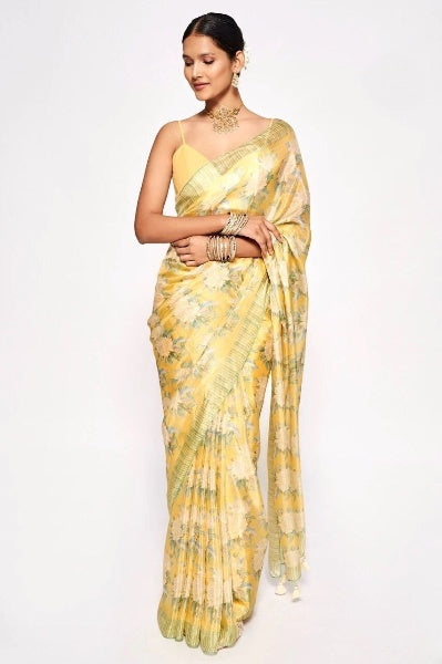 Bollywood Stylish Chinon Silk Saree