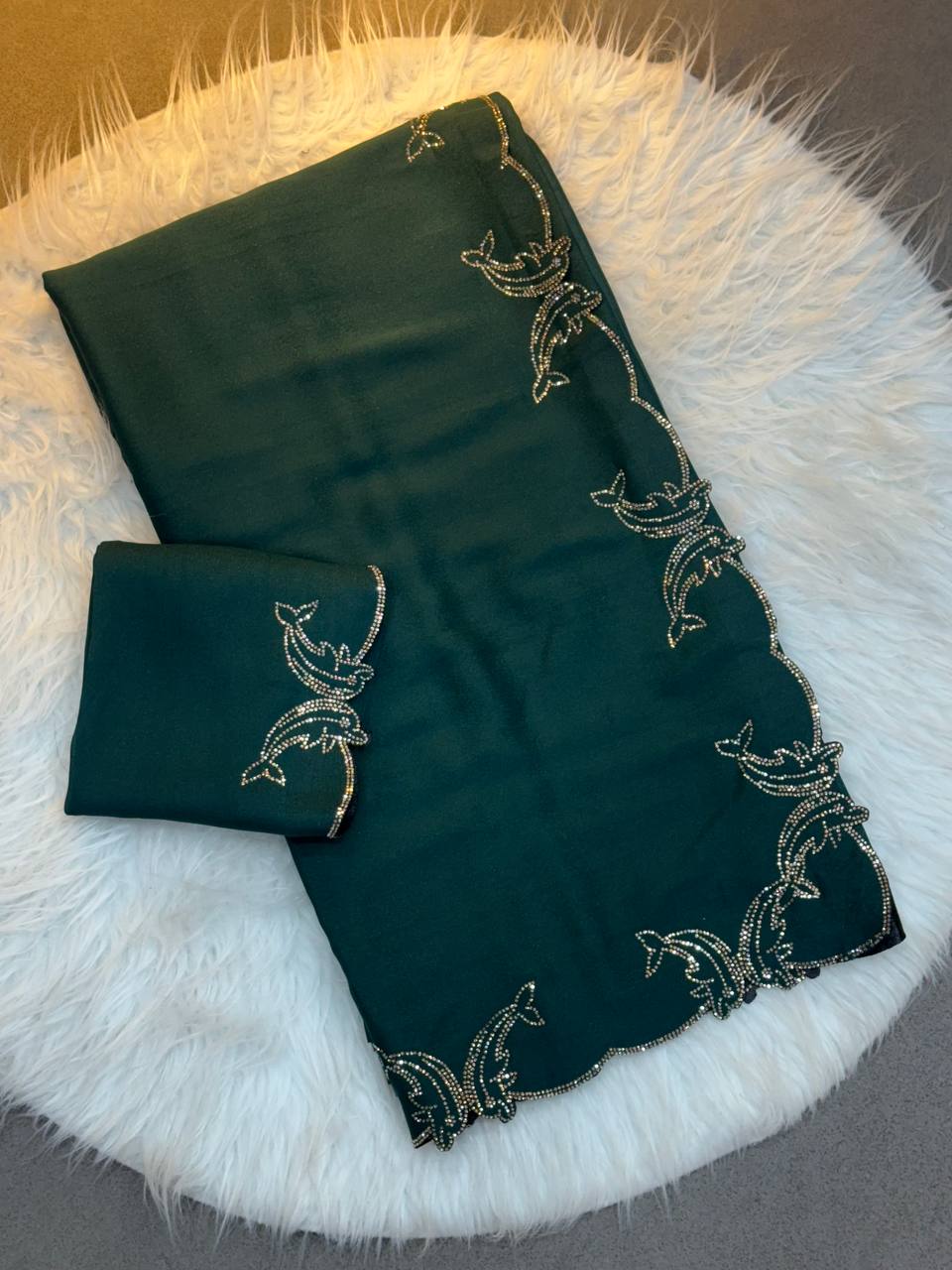 Bottle Green Two Tone Chocolate Silk Saree