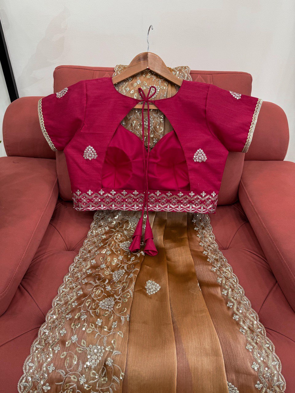 Brown Burberry Silk Saree For Party