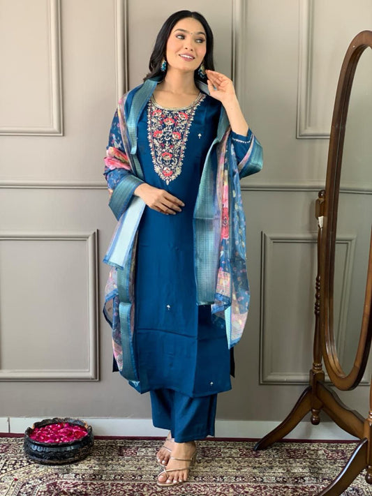 Chanderi Silk Kurta Set With Dupatta