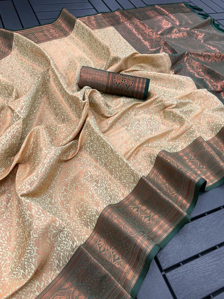 Cream Kubera Pattu Silk Saree