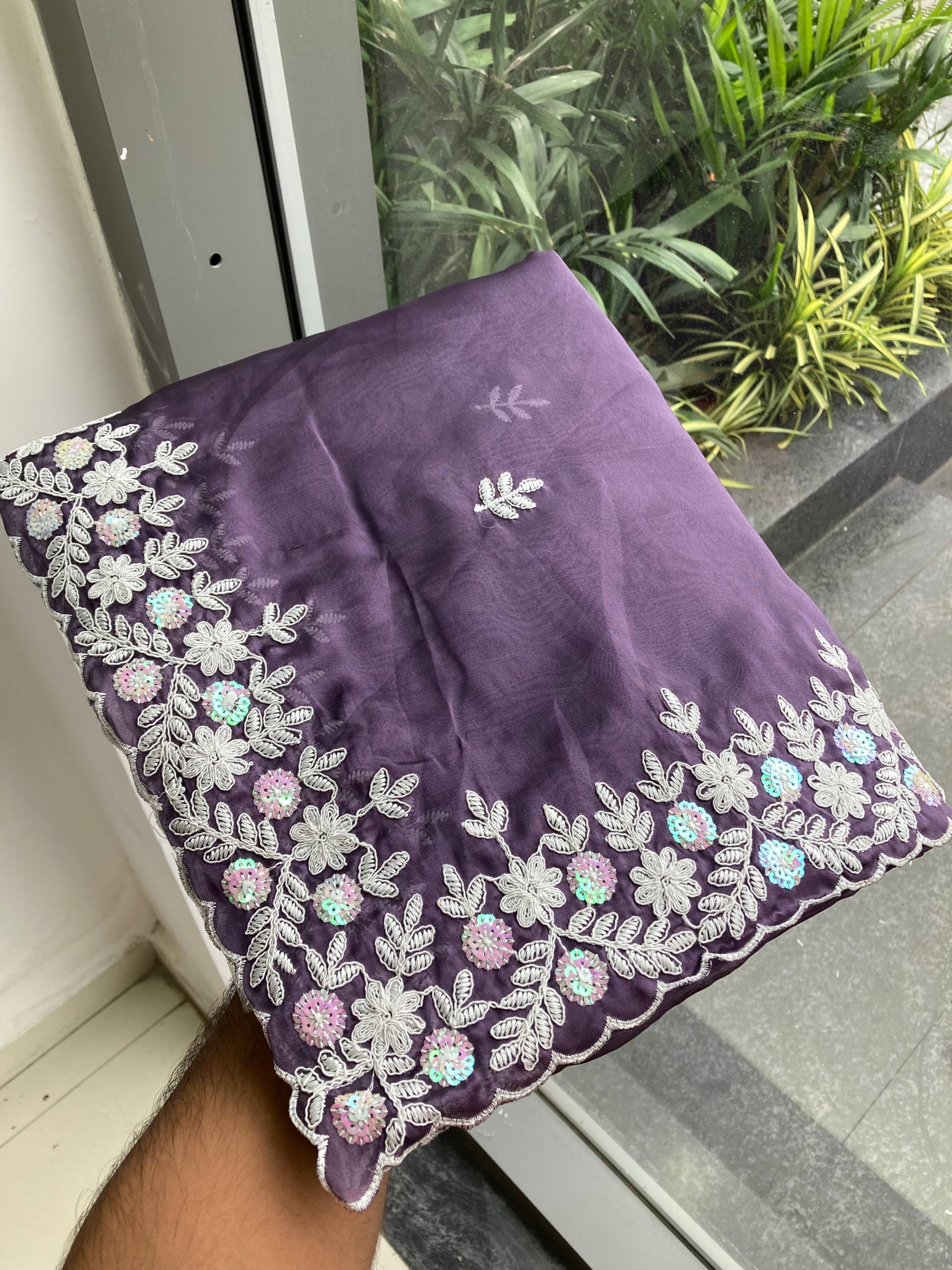 Dark Lilac Party Wear Soft Rangoli  Silk Saree