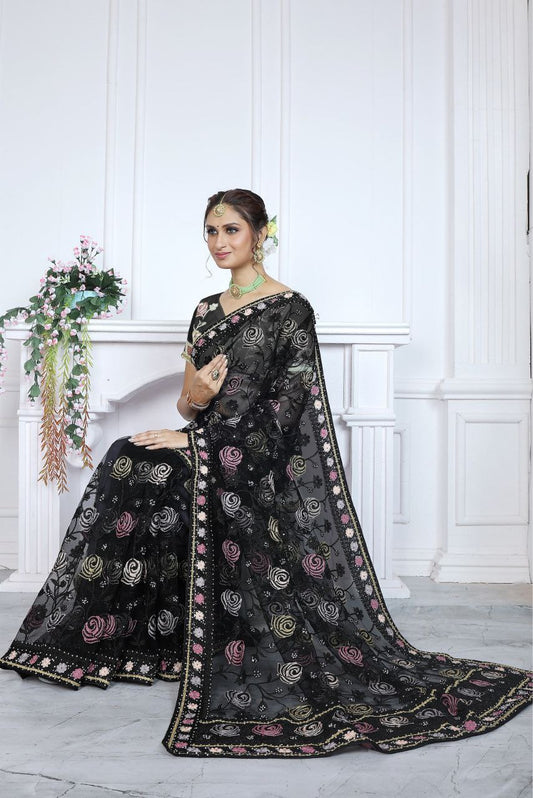 Desiger Butterfly Net Saree