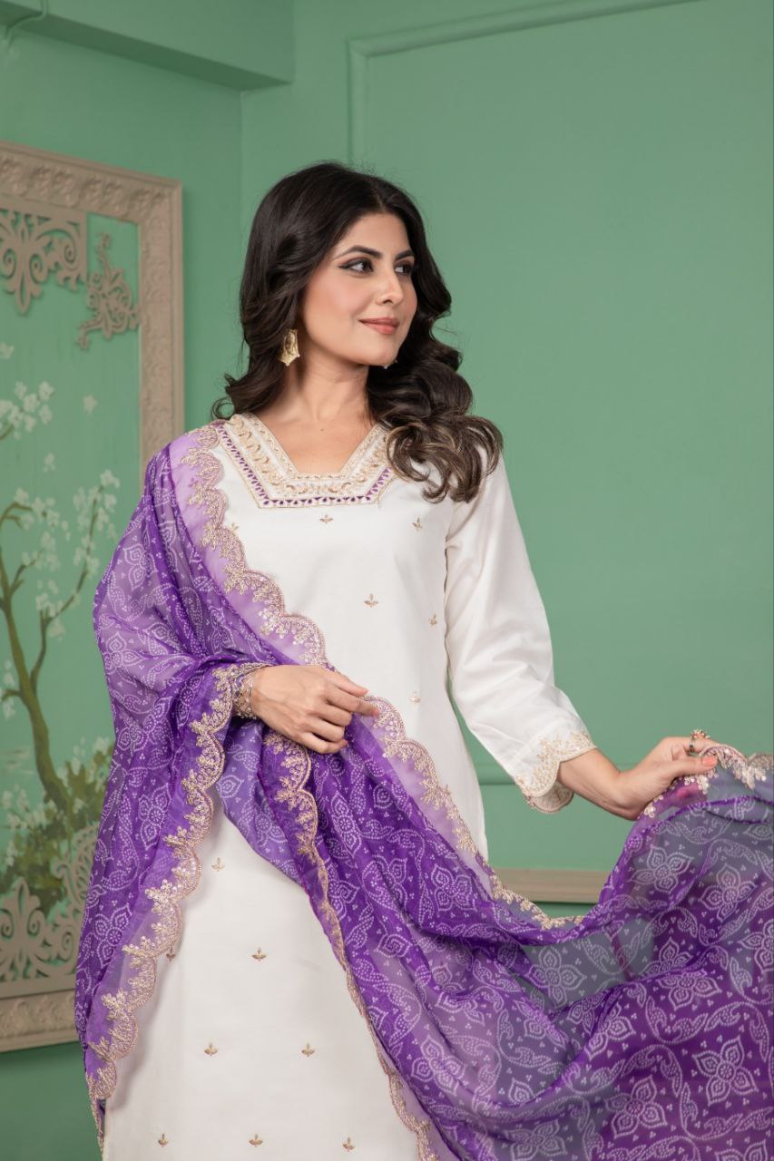 Designer A-line Kurta Pant With Dupatta