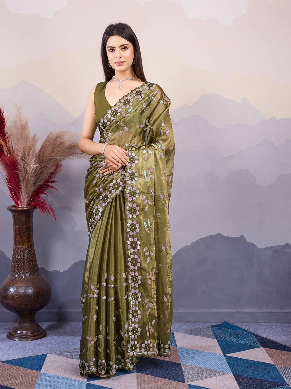 Designer Burberry Silk Saree