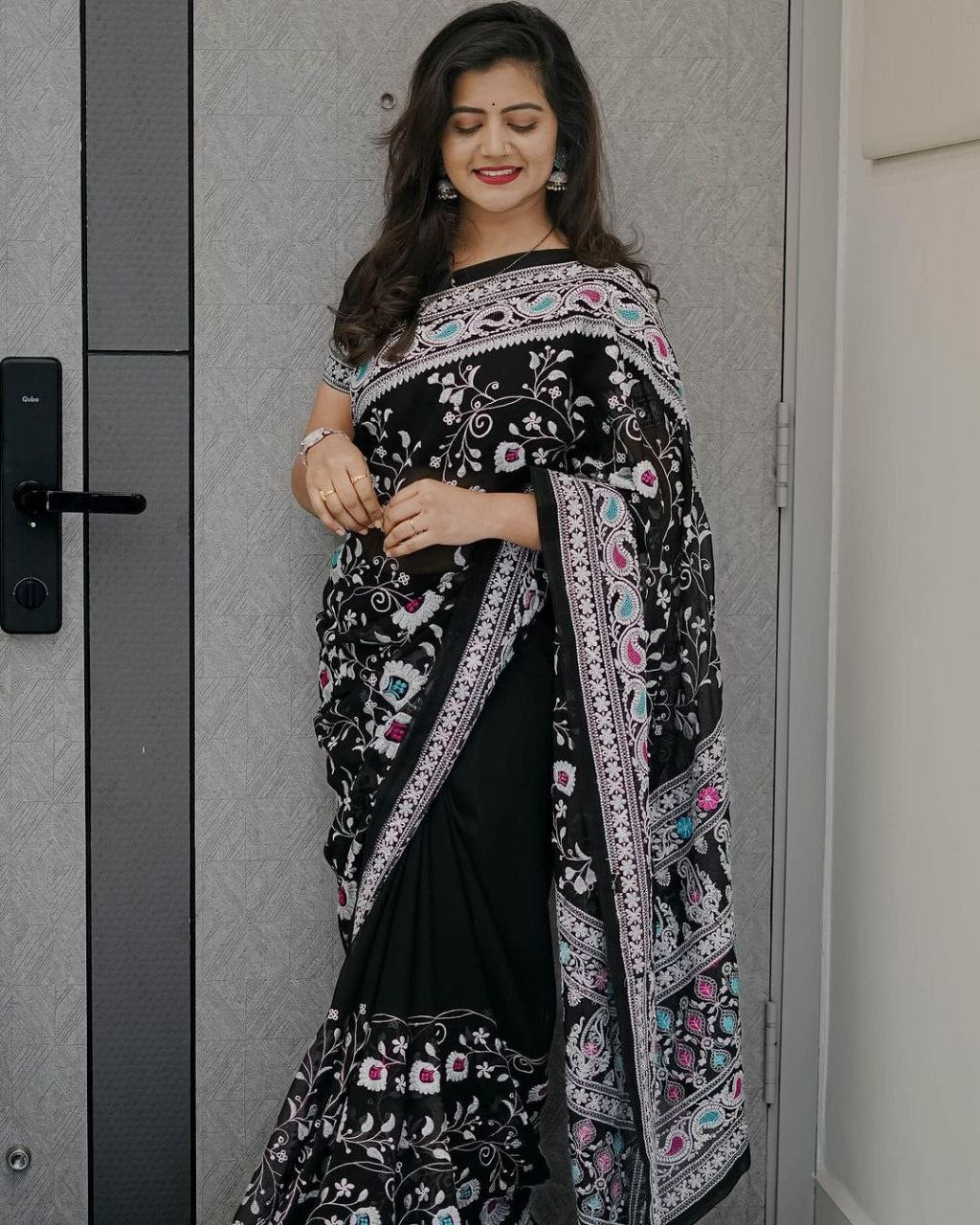 Designer Chikankari Worked Georgette Saree