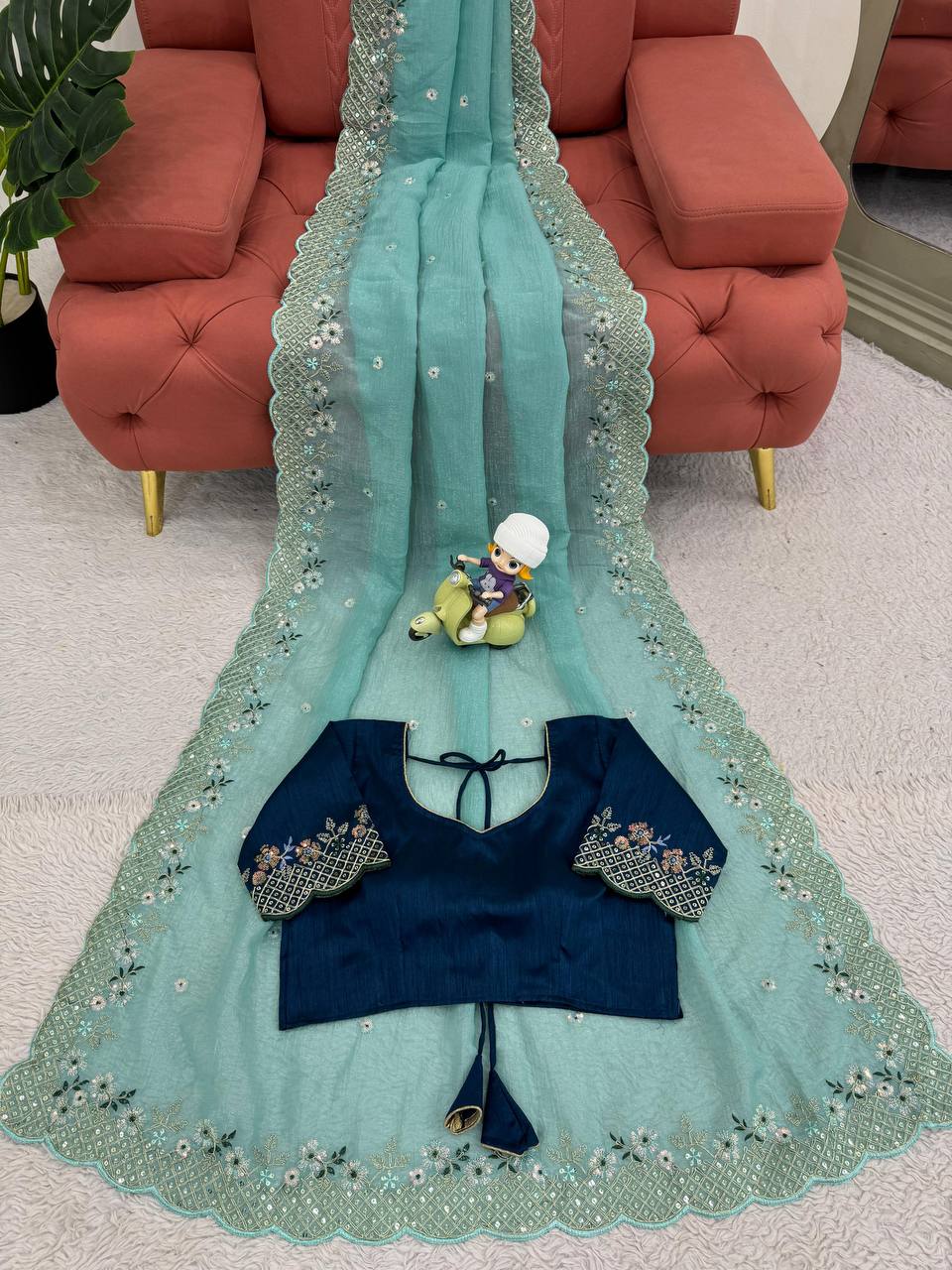 Designer Crunchy Silk Saree For Wedding