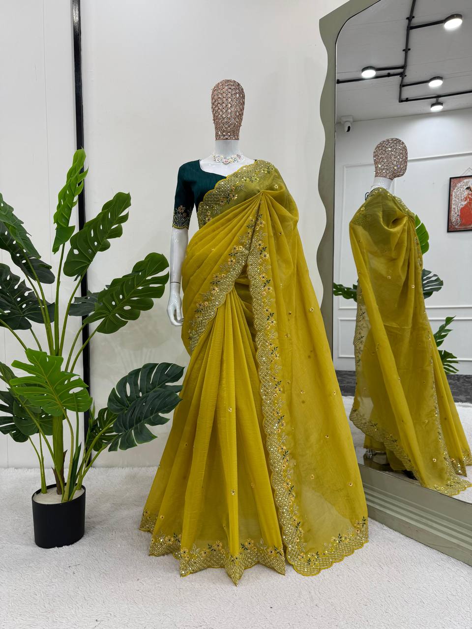 Designer Crunchy Silk Saree For Wedding