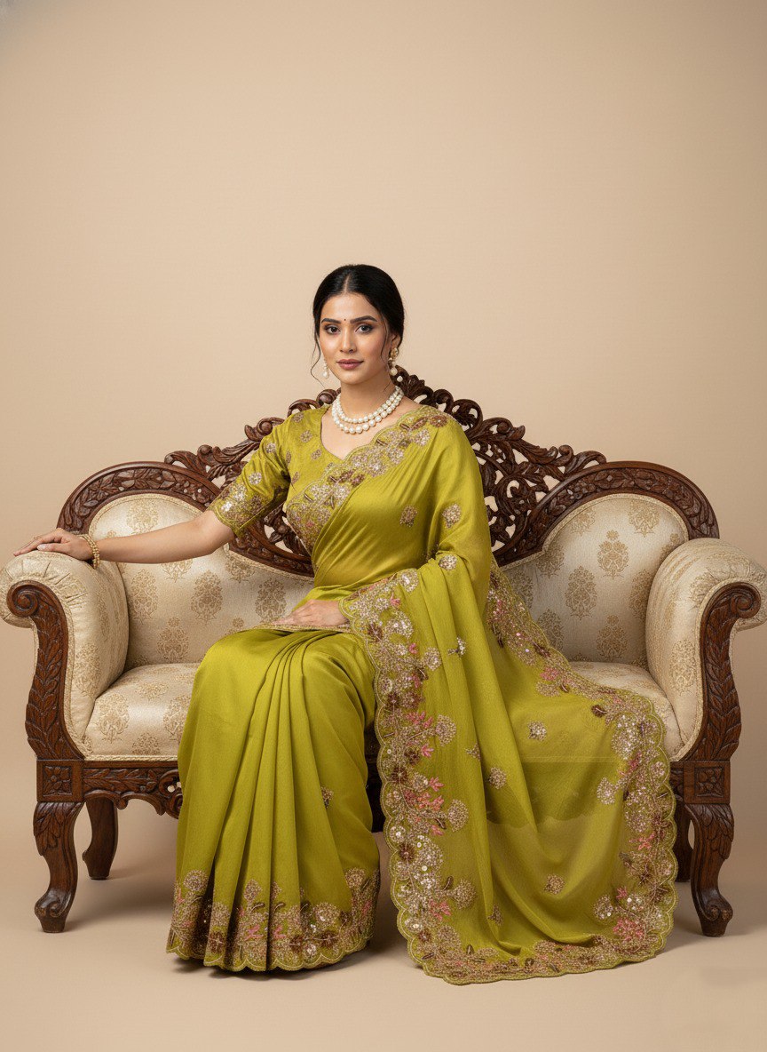Designer Fandy Chiffon Silk Saree