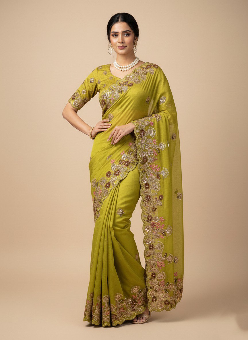 Designer Fandy Chiffon Silk Saree