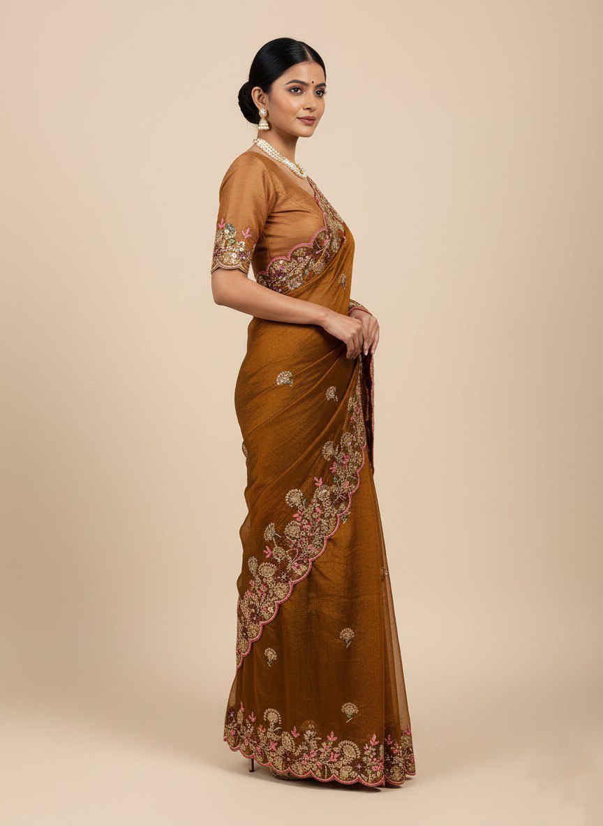 Designer Fandy Chiffon Silk Saree