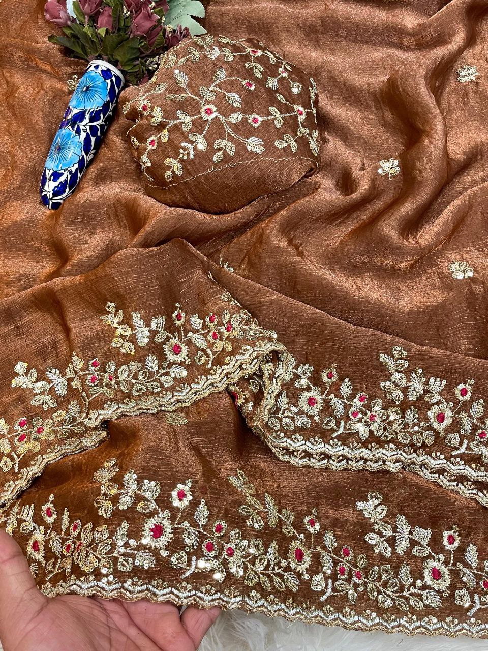 Designer Fandy Chiffon Silk Saree