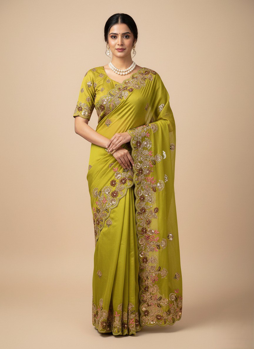 Designer Fandy Chiffon Silk Saree