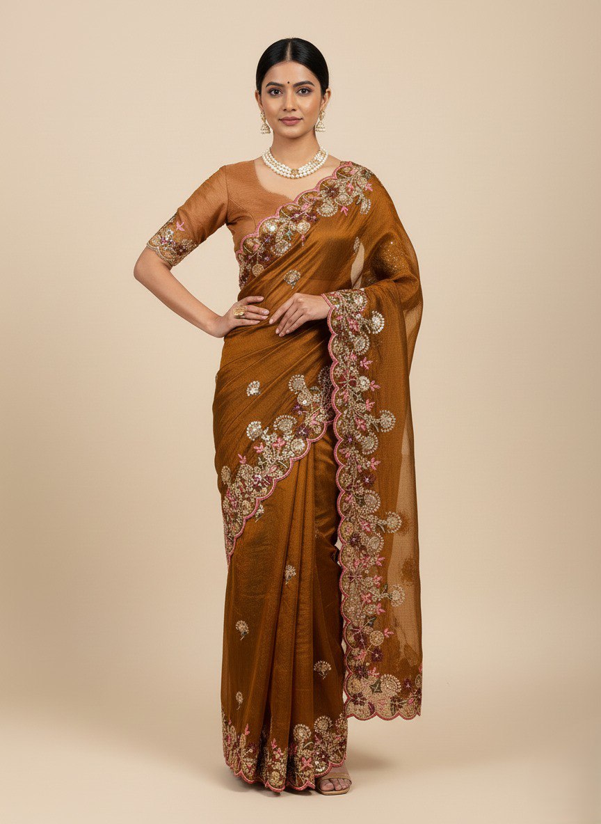 Designer Fandy Chiffon Silk Saree