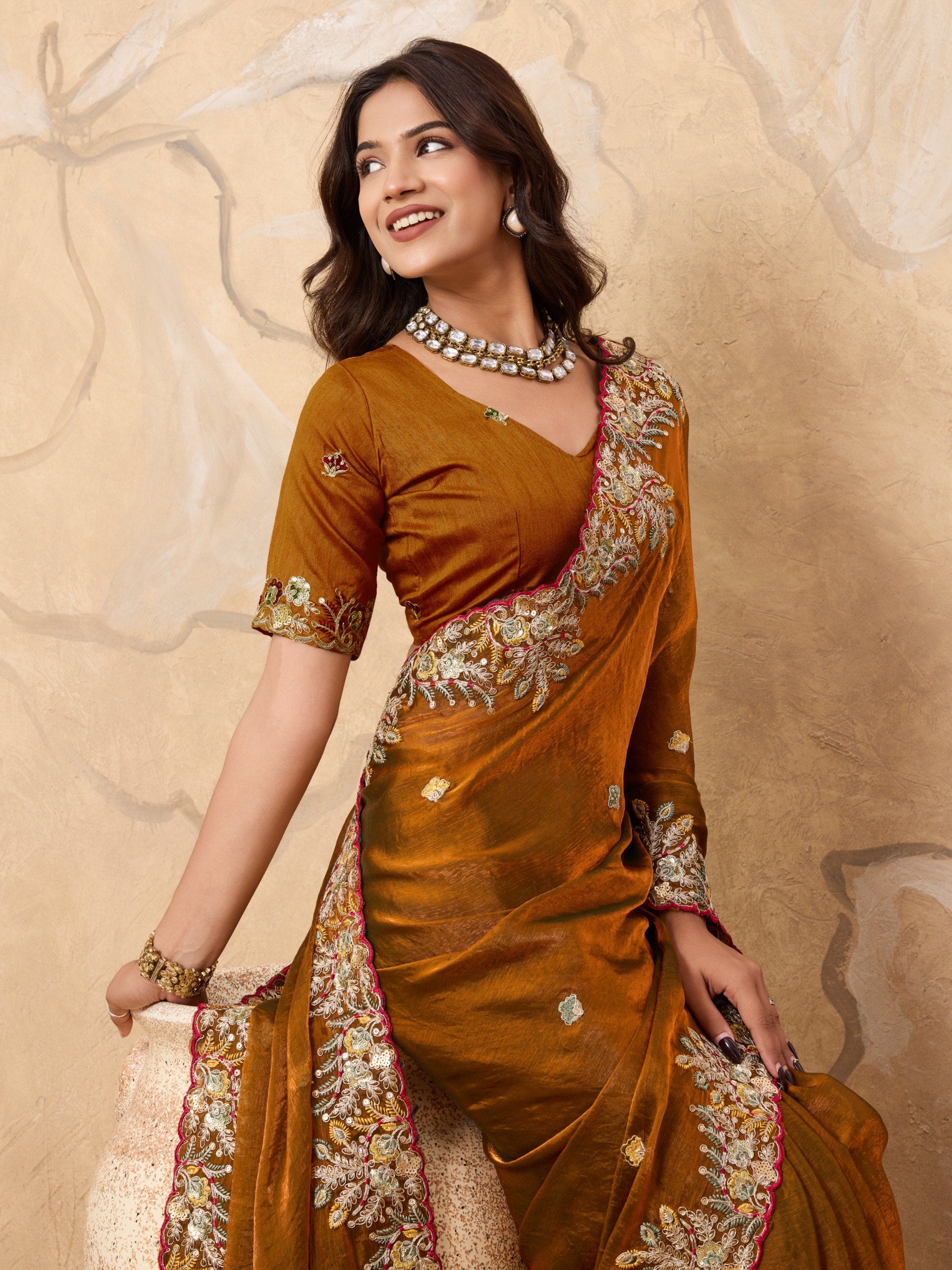 Designer Fandy Chiffon Silk Saree
