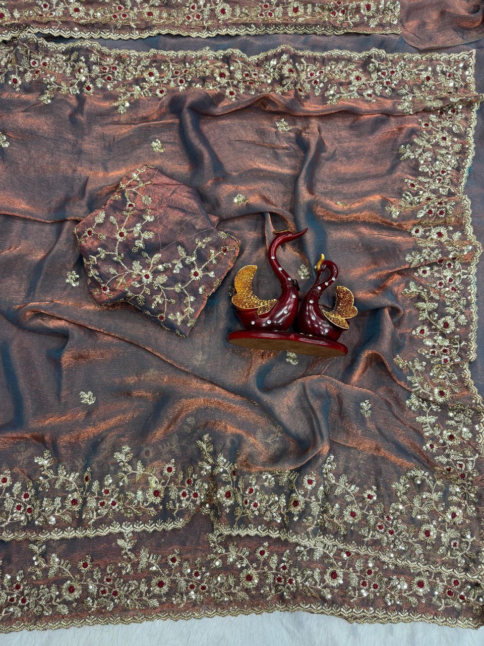 Designer Fandy Chiffon Silk Saree With Color Option