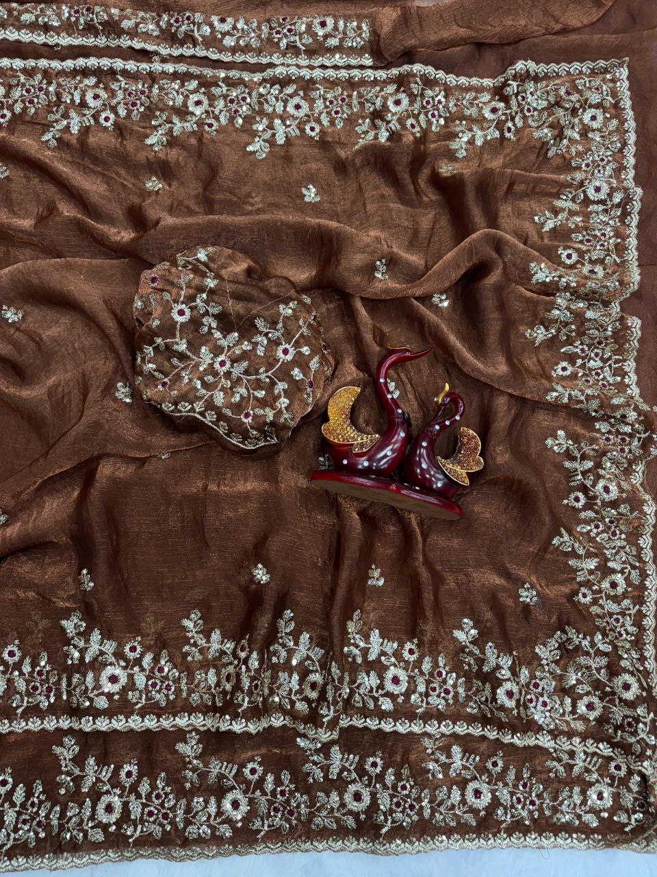 Designer Fandy Chiffon Silk Saree With Color Option