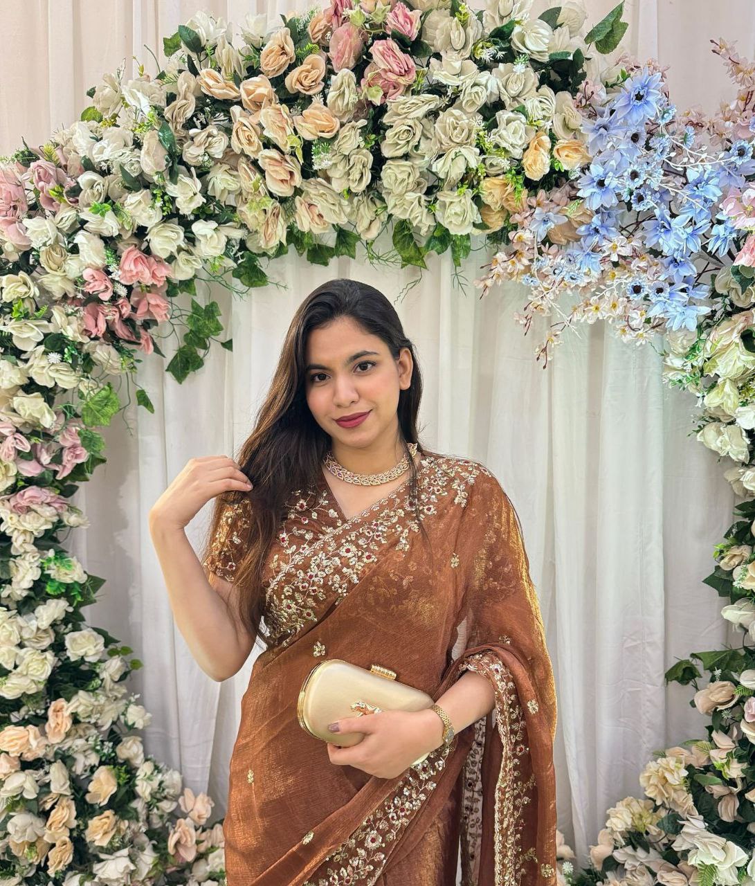 Designer Fandy Chiffon Silk Saree With Color Option