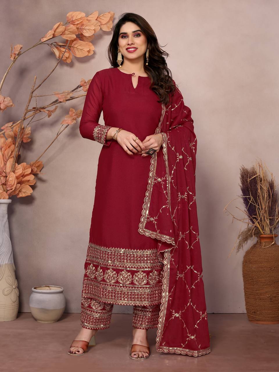 Designer Georgette Kurta Set With Dupatta