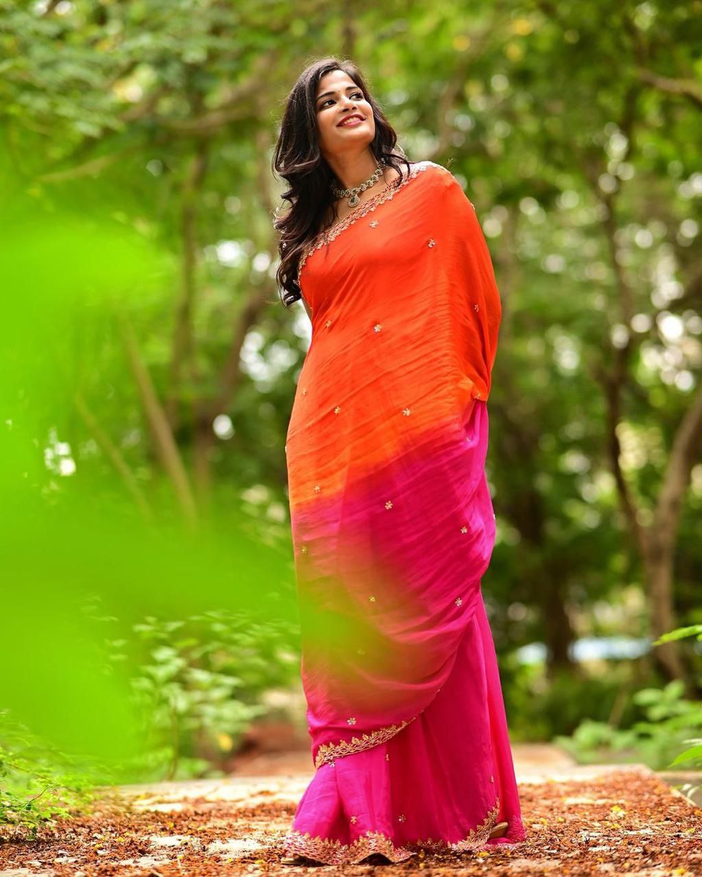 Designer Hand Dying Chiffon Saree