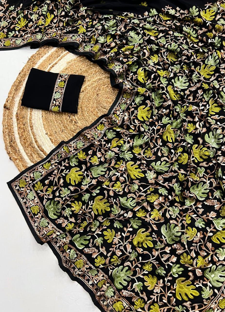 Designer Kashmiri Work Georgette Saree
