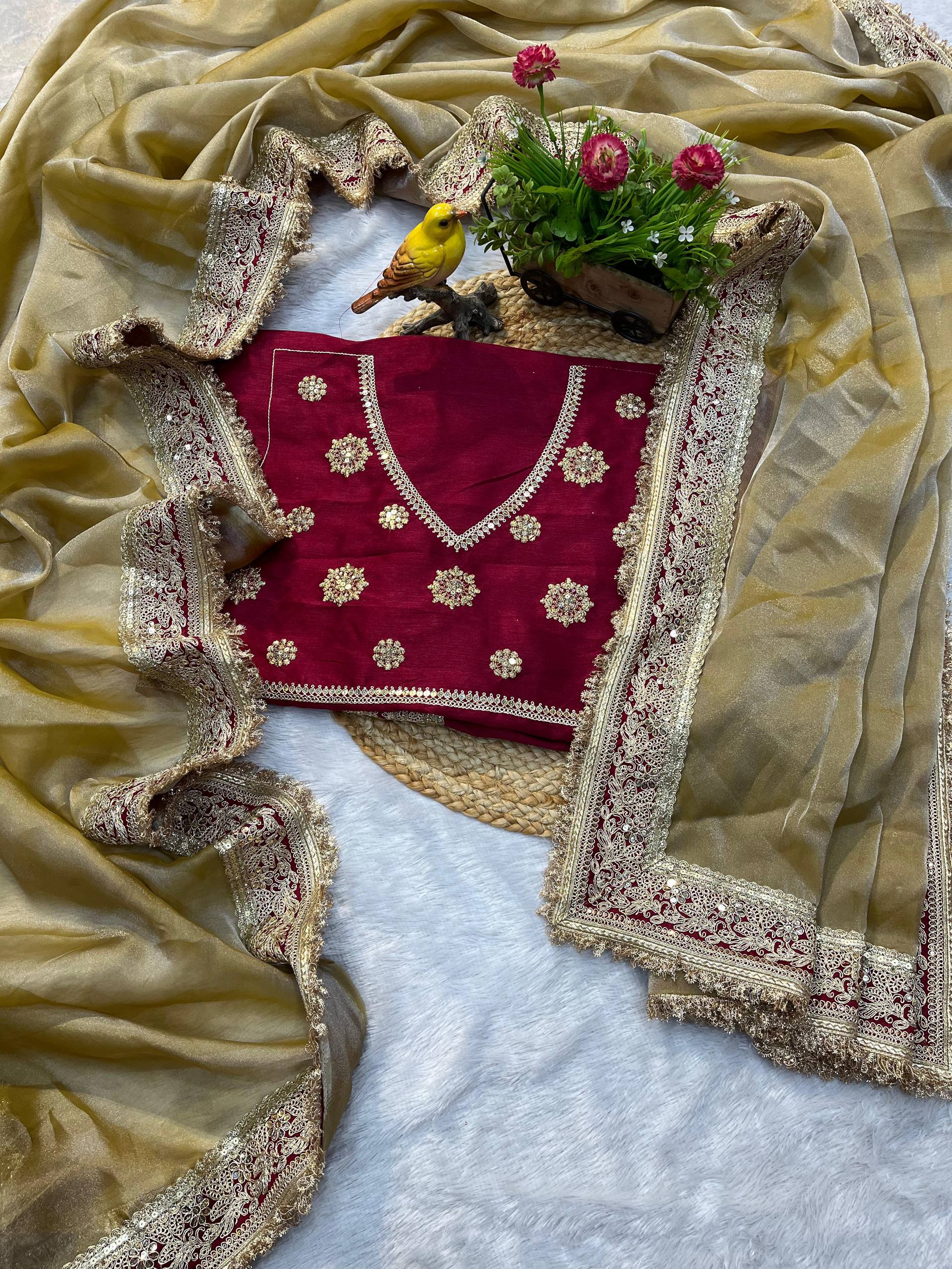 Bollywood Designer Mocha Silk Saree With Color Option