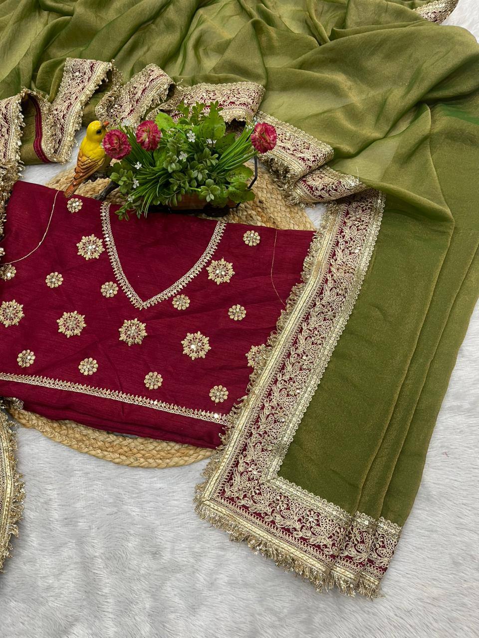 Bollywood Designer Mocha Silk Saree With Color Option