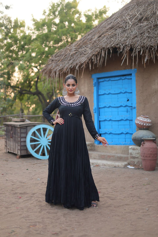 Black Designer Navaratri Wear Gown Dress