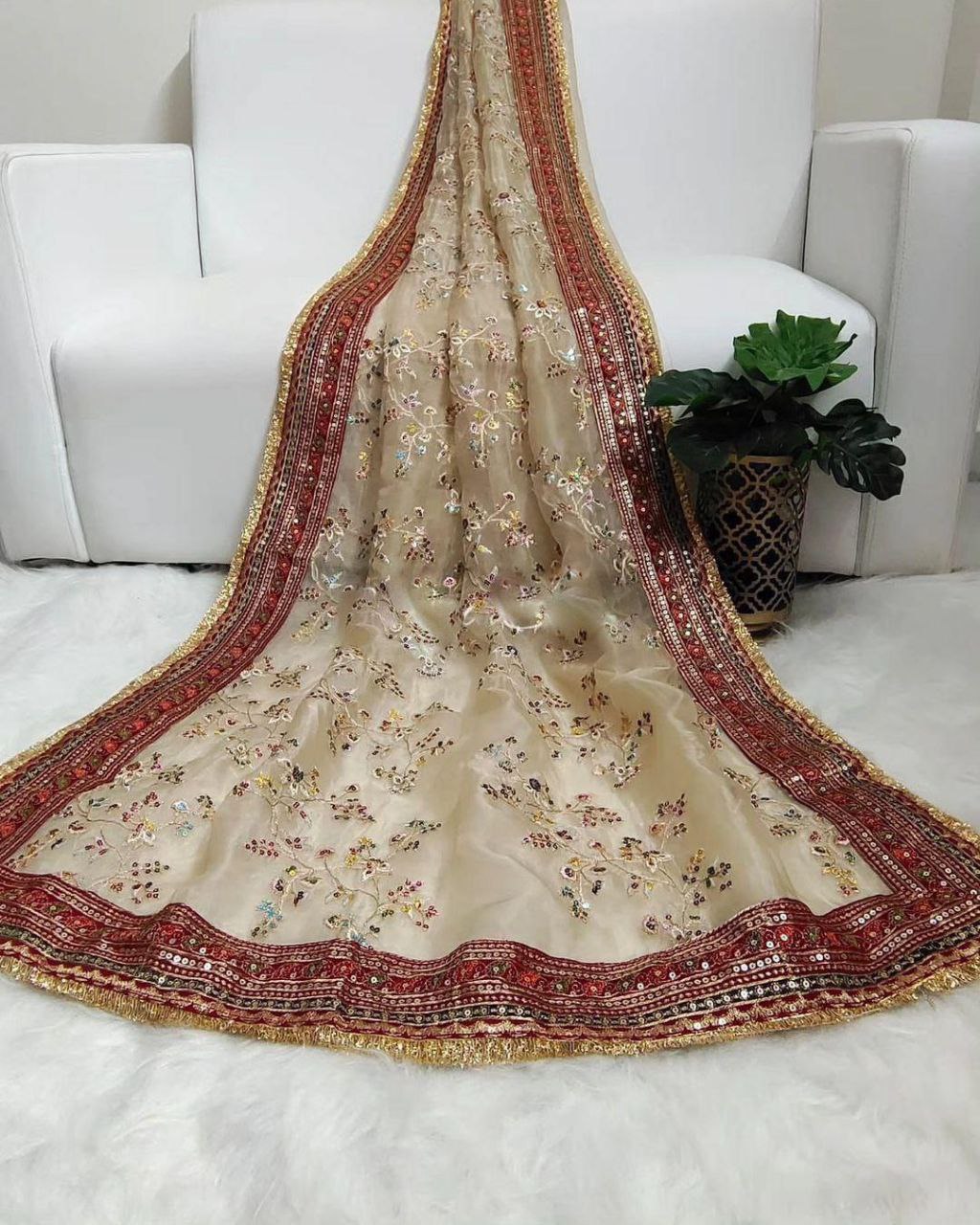 Designer Organza Saree For Wedding