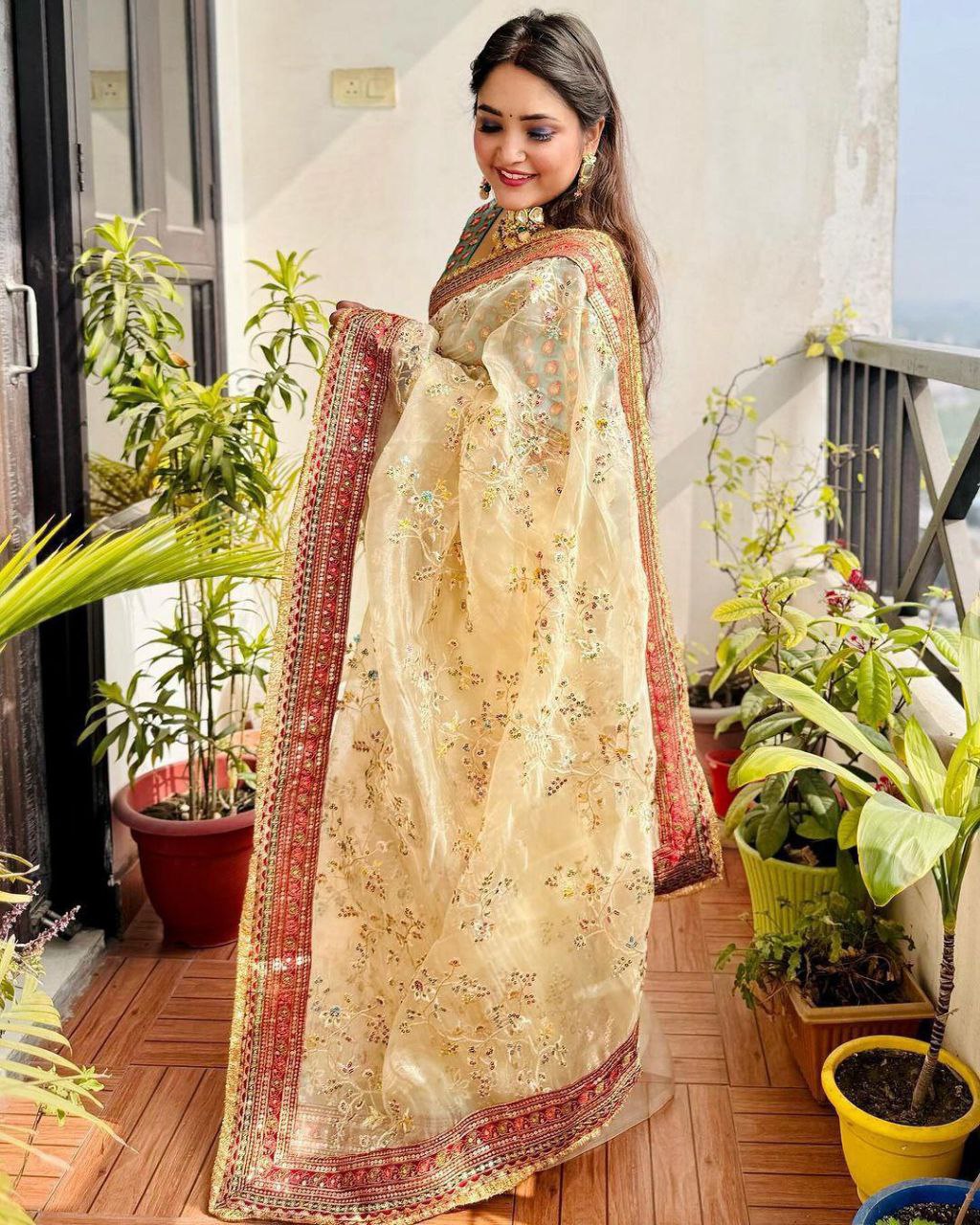 Designer Organza Saree For Wedding