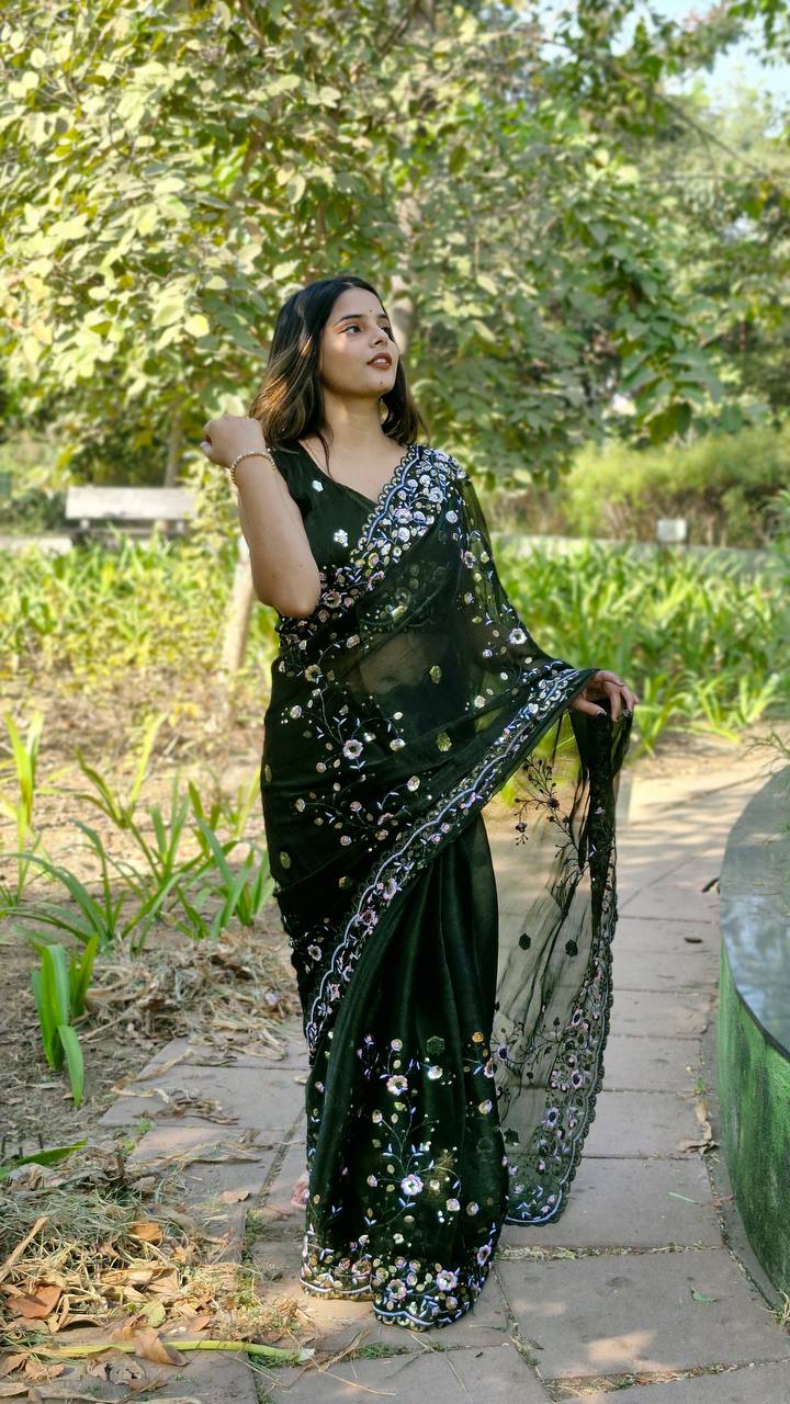 Designer Party Wear Burberry Silk Saree