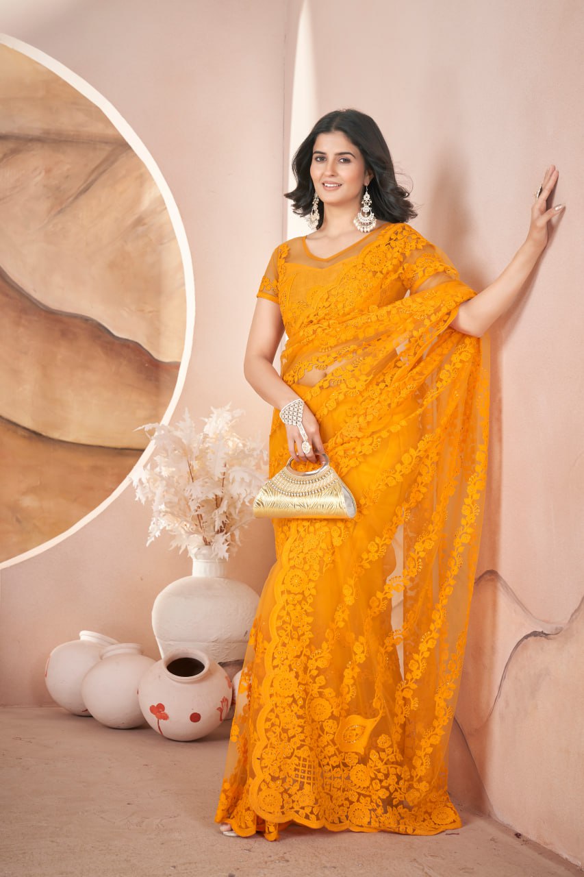 Designer Party Wear Butterfly Net Saree