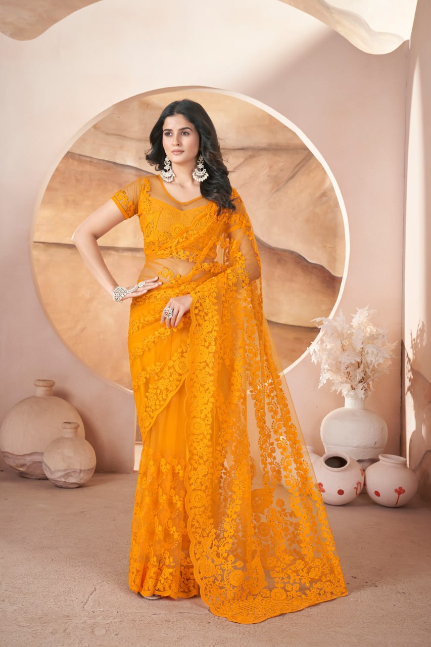 Designer Party Wear Butterfly Net Saree