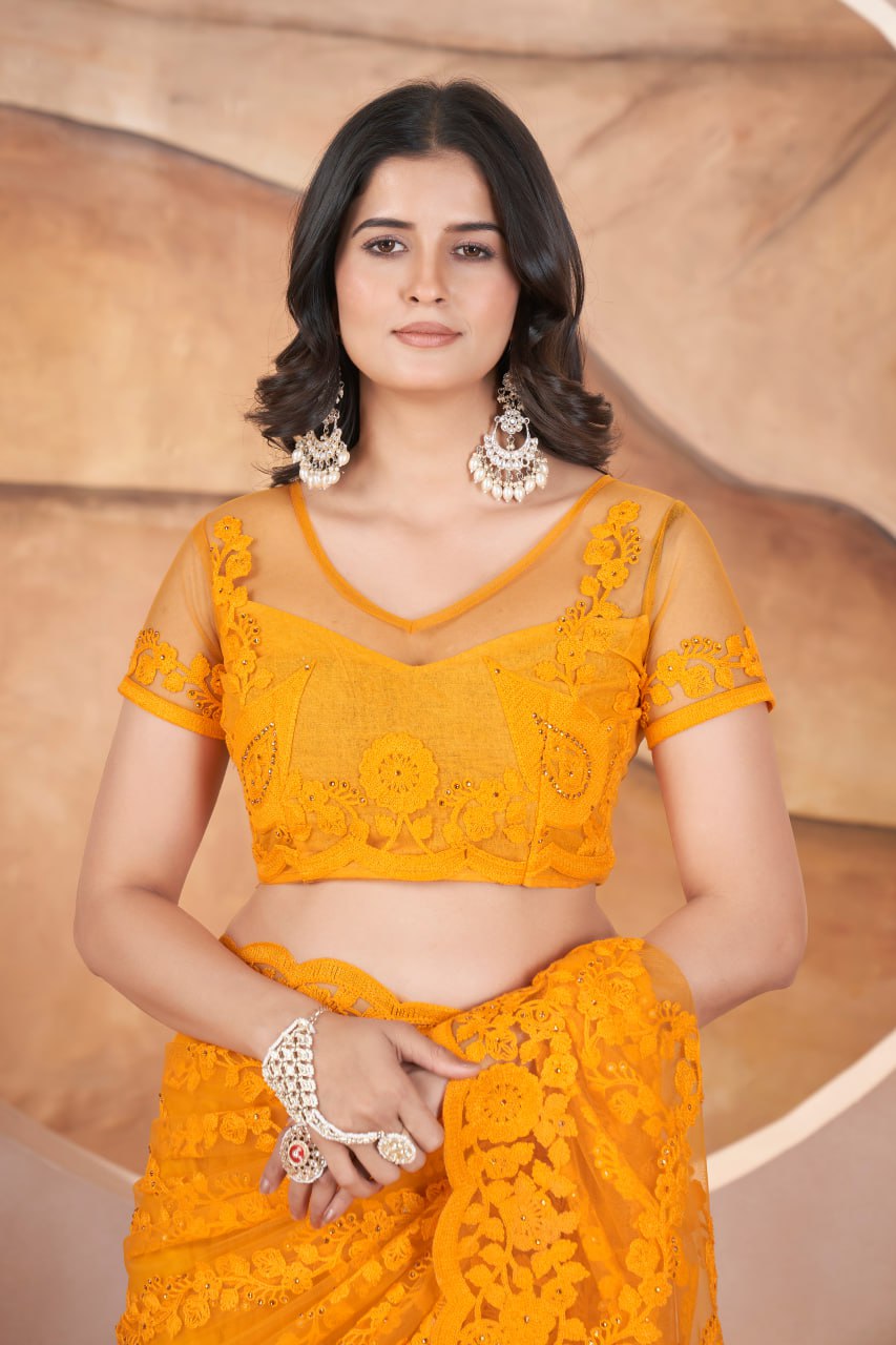 Designer Party Wear Butterfly Net Saree