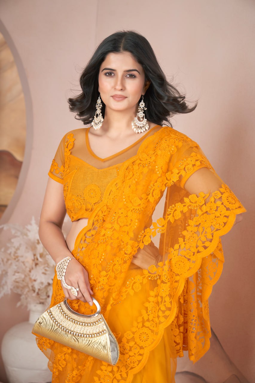 Designer Party Wear Butterfly Net Saree